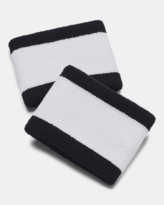Unisex UA Striped Performance Terry 2-Pack Wristbands in White image number 1